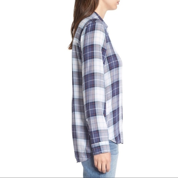 Treasure & Bond Classic Plaid Shirt Blue Small - Picture 3 of 11